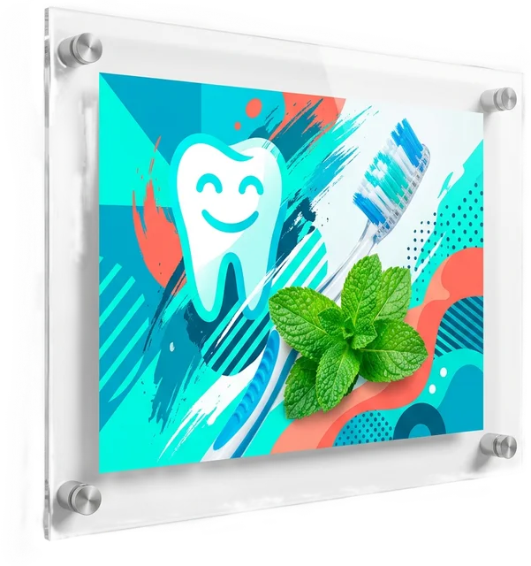 Colorful acrylic sign for a dental office