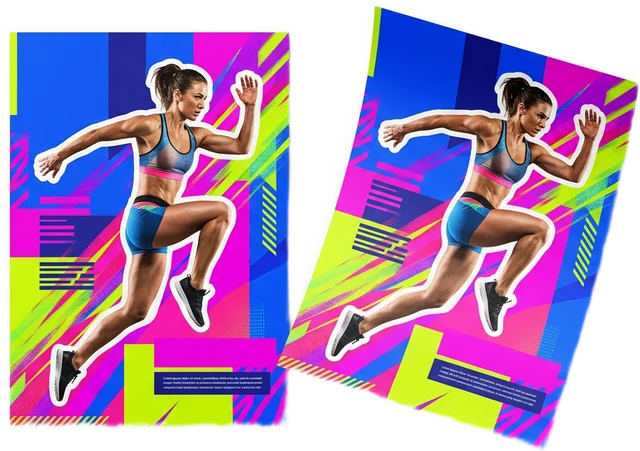 Colorful posters with an athlete for a gym
