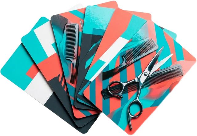 Colorful business cards for a barbershop